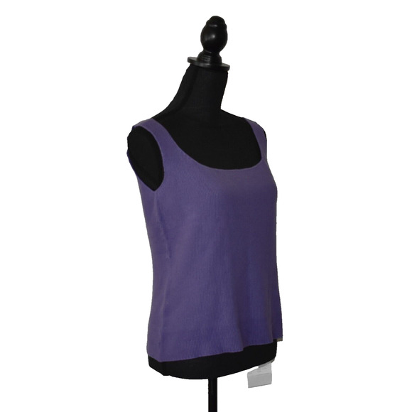 A5 NEW EILEEN FISHER Deep Lilac Cotton Knit Tank Top Size S - Picture 2 of 4